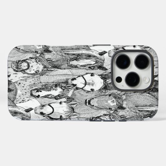 just horses black white Case-Mate iPhone case (Achterkant (horizontaal))