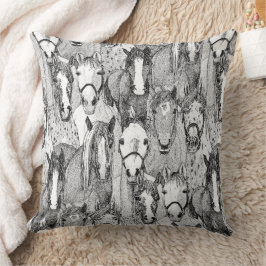 just horses black white kussen