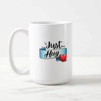 Just Hug Cute Heart Ribbon Koffiemok
