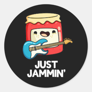 Just Jammin Funny Rocker Jam Pun Dark BG Ronde Sticker