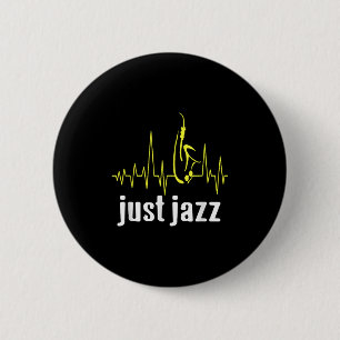 Just Jazz Cool Saxofoon Heartbeat Muziek Ronde Button 5,7 Cm