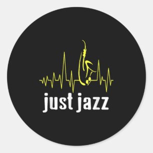 Just Jazz Cool Saxofoon Heartbeat Muziek Ronde Sticker