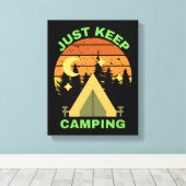 JUST KEEP CAMPING CANVAS AFDRUK (Insitu (Houten vloer))