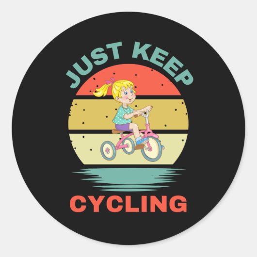 JUST KEEP CYCLING RONDE STICKER (Voorkant)