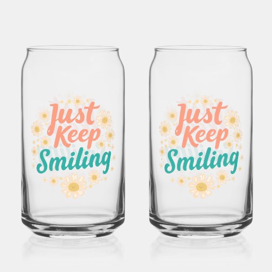 "Just Keep Smiling" with Cheerful Daisies Blikvorm Glas (Achterkant)