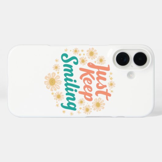 "Just Keep Smiling" with Cheerful Daisies Case-Mate iPhone Case (Achterkant (horizontaal))