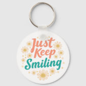 "Just Keep Smiling" with Cheerful Daisies Sleutelhanger (Achterkant)