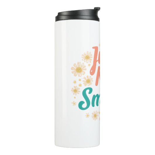 "Just Keep Smiling" with Cheerful Daisies Thermosbeker (Gedraaid links)