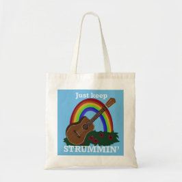 Just Keep Strummin’ Ukulele Rainbow Hawaiian Tote Bag
