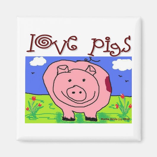 Just Kinder at Heart - Pig (1f) - Love Pigs Magneet (Voorkant)