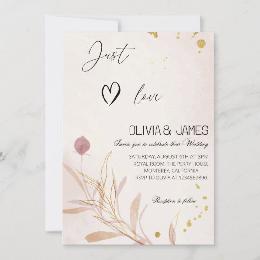 "Just Love" Autumn Botanical Wedding Party Kaart (Voorkant)