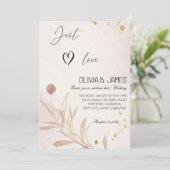 "Just Love" Autumn Botanical Wedding Party Kaart (Staand voorkant)