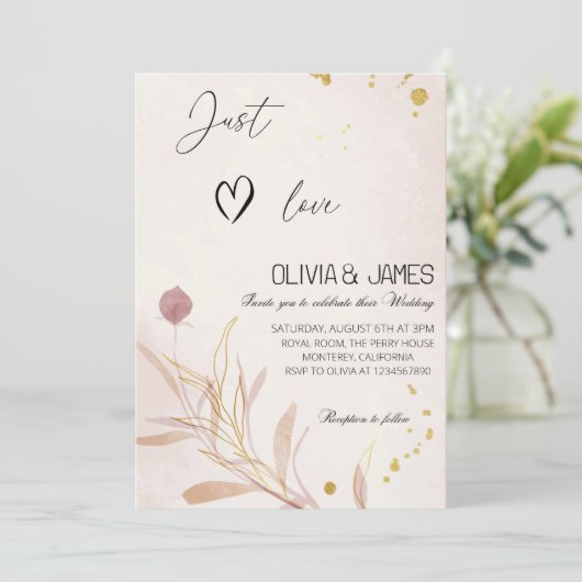 "Just Love" Autumn Botanical Wedding Party Kaart (Staand voorkant)