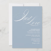 Just Love Chic Script QR Code Stofblauw Bruiloft Kaart (Voorkant)