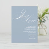 Just Love Chic Script QR Code Stofblauw Bruiloft Kaart (Staand voorkant)