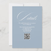 Just Love Chic Script QR Code Stofblauw Bruiloft Kaart (Achterkant)