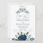 Just Love Elegant Blue Rozen Love Fancy bruiloft Kaart (Voorkant)