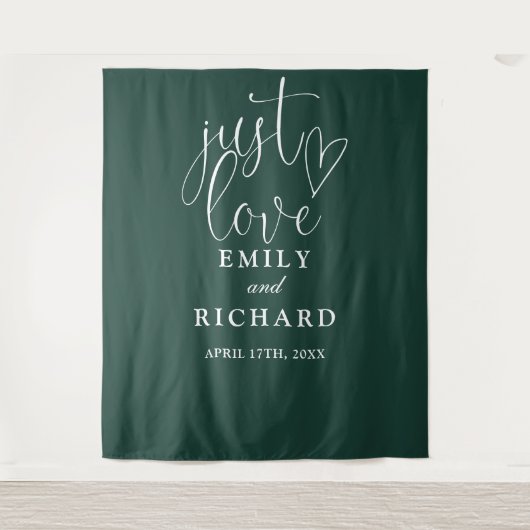 Just Love Emerald Green Wedding Foto achtergrond Wandkleed (Voorkant)