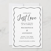 Just Love Handgeschreven Wavy Lijst Zwart & Wit Save The Date (Voorkant)