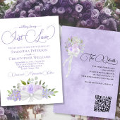 Just Love Lavendel Boho Floral QR Code Bruiloft Kaart