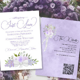 Just Love Lavendel Boho Floral QR Code Bruiloft Kaart