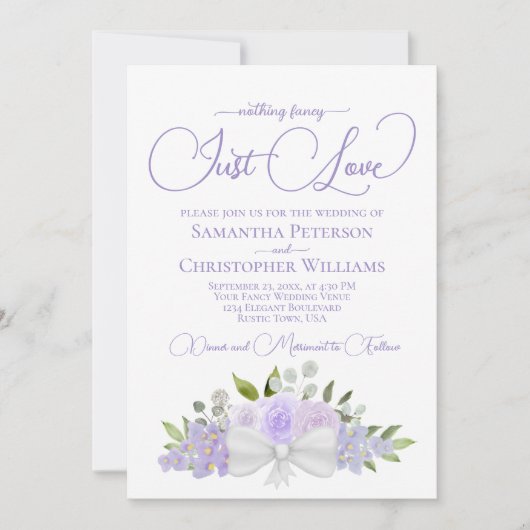 Just Love Lavendel Boho Floral QR Code Bruiloft Kaart (Voorkant)