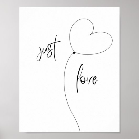 Just Love Minimalistische Poster – Hartballon (Voorkant)