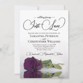 Just Love Plum Purple Rose Photo on Back Wedding Kaart (Voorkant)