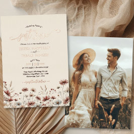 Just Love Rustic Boho Wildflowers Elegante bruilof Folie Uitnodiging
