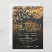 Just Love Rustic Tree & Lights QR Code Huwelijk Kaart (Voorkant)