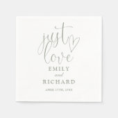 Just Love Script Elegant Sage Green Wedding Servet (Voorkant)