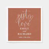 Just Love Script Elegante Terracotta bruiloft Servet (Voorkant)