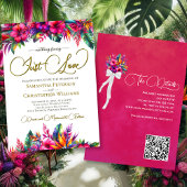 Just Love Tropical Garden Floral QR Code Wedding Kaart