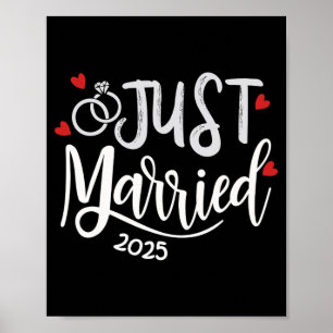 Just Married 2025 - Bruid en bruidegom trouwringen Poster