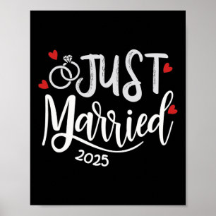 Just Married 2025 - Bruid en bruidegom trouwringen Poster