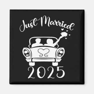 Just Married 2025 Trouwringen Matching paar NE Magneet