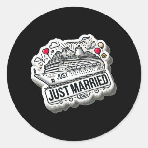 Just Married 2025 Trouwringen Matching paar NE Ronde Sticker