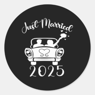 Just Married 2025 Trouwringen Matching paar NE Ronde Sticker
