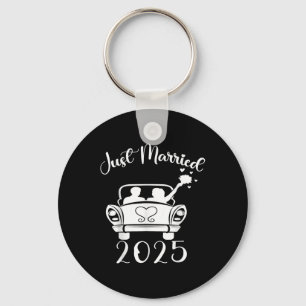 Just Married 2025 Trouwringen Matching paar NE Sleutelhanger