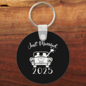 Just Married 2025 Trouwringen Matching paar NE Sleutelhanger (Voorkant)