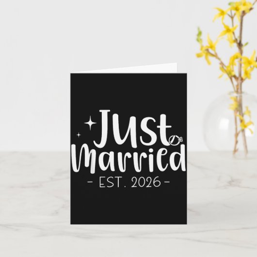 Just Married 2026 Honeymoon Wedding Couples Fiance Kaart (Gele Bloem)