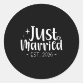 Just Married 2026 Honeymoon Wedding Couples Fiance Ronde Sticker (Voorkant)