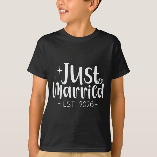 Just Married 2026 Honeymoon Wedding Couples Fiance T-shirt (Voorkant)