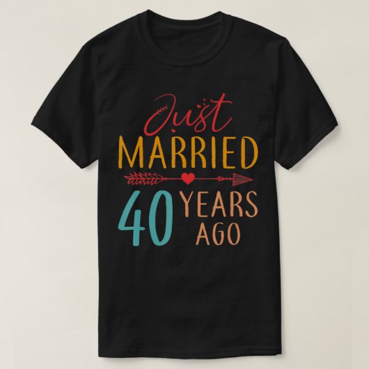 Just Married 40 Years Ago Retro Couple 40th Annive T-shirt (Design voorkant)