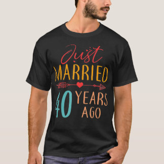 Just Married 40 Years Ago Retro Couple 40th Annive T-shirt