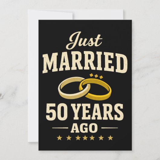 Just Married 50 Years Ago Celebration golden card Feestdagenkaart (Voorkant)