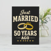 Just Married 50 Years Ago Celebration golden card Feestdagenkaart (Staand voorkant)