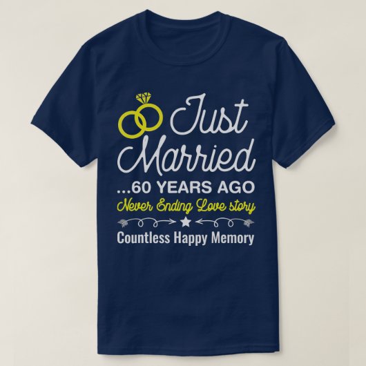 Just Married 60 Years Ago, Cute 60th Wedding Anniv T-shirt (Design voorkant)