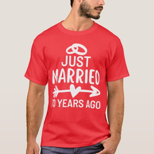 Just Married 70 Years Ago Wedding Anniversary fami T-shirt (Voorkant)