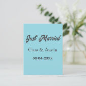 Just Married add couple name date year wedding sim Briefkaart (Staand voorkant)